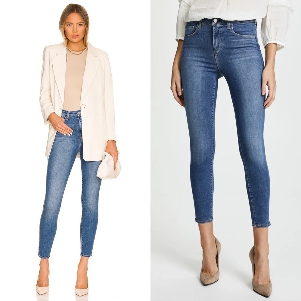 NEW L’AGENCE Margot High Waist Distressed Ankle Cropped Slimming Skinny‎ Jean 25